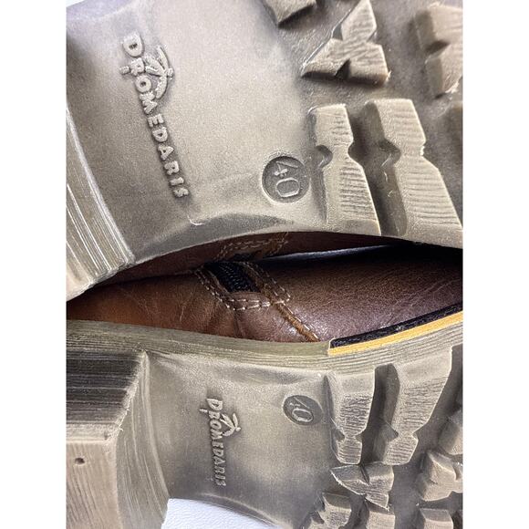 Dromedaris Kikka Ankle Boot Women's 9 Brown Gold Leather Suede Side Zip - Picture 8 of 10